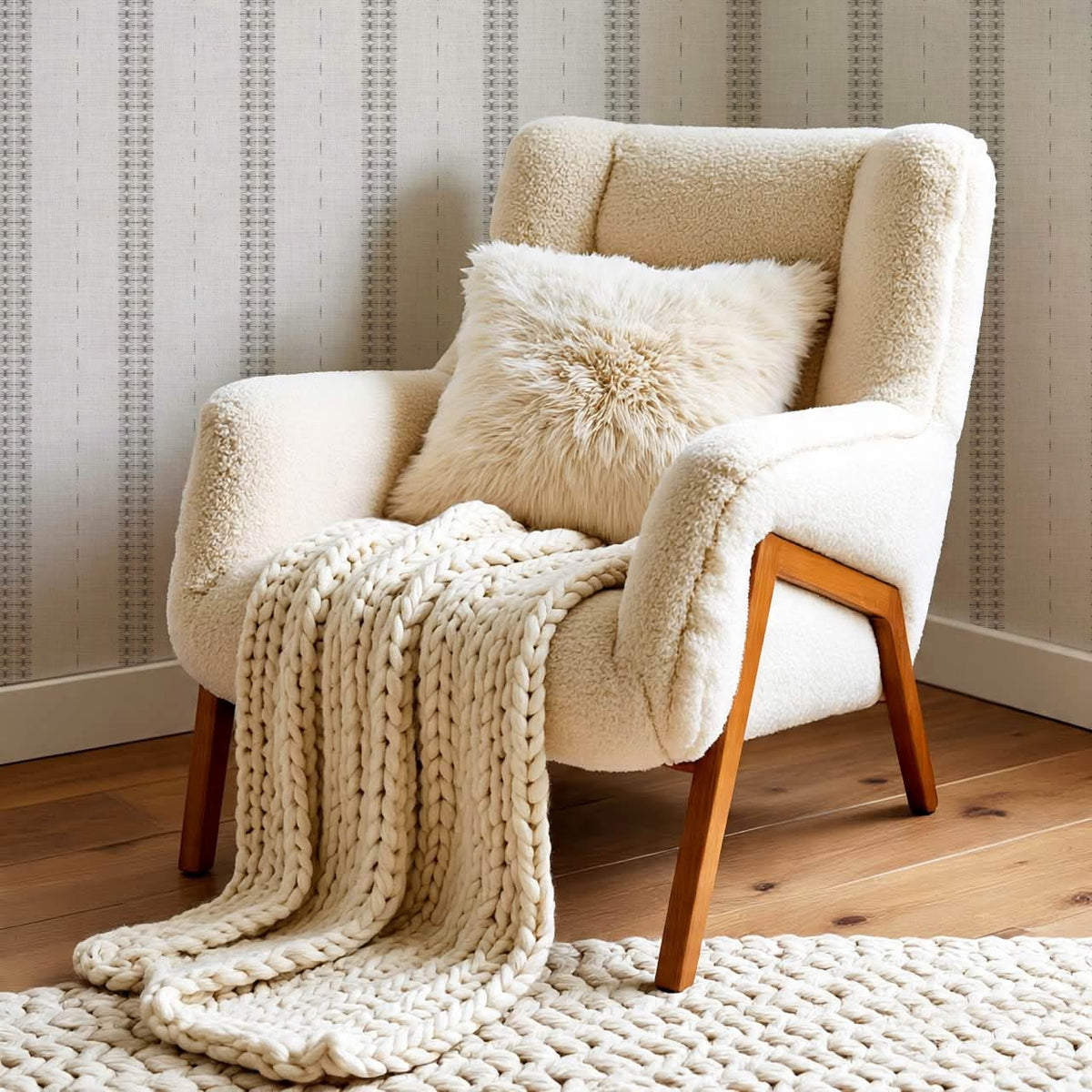 Kitianna Loom Stripe Charcoal Bone Wallpaper