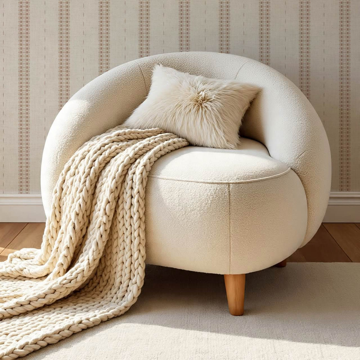 Kitianna Loom Stripe Wet Clay Bone Wallpaper