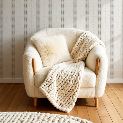 Kitianna Loom Stripe Charcoal Bone Wallpaper
