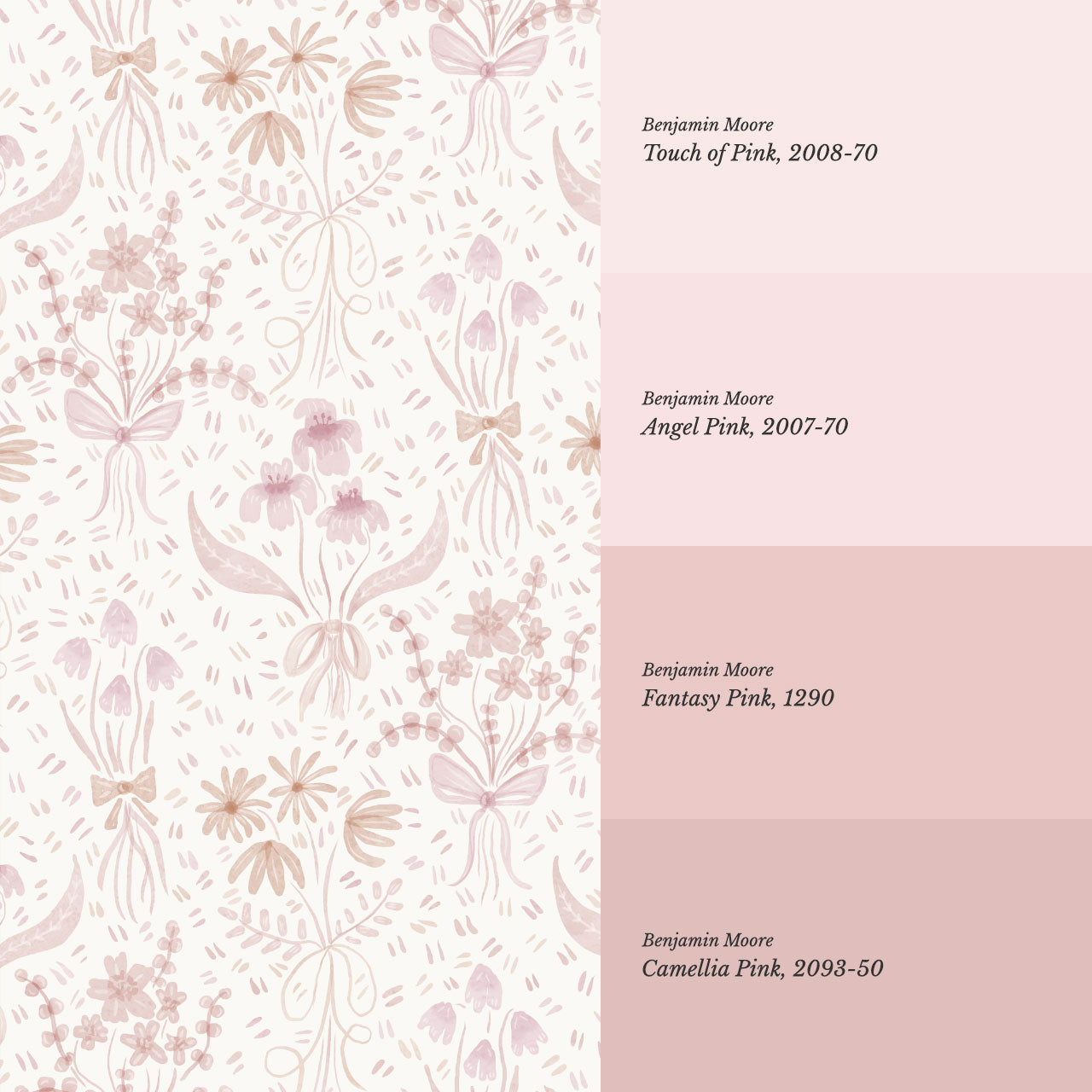 Laila Meadow Bows & Blooms Blush Wallpaper