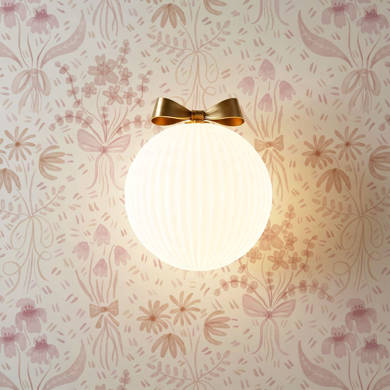Laila Meadow Bows & Blooms Blush Wallpaper