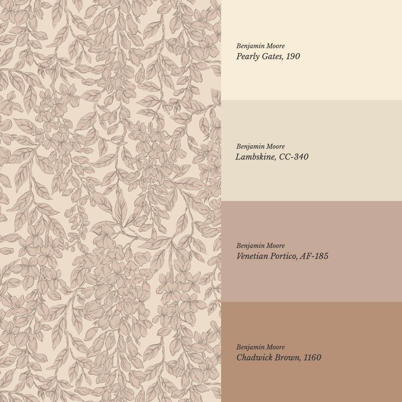 Laine Wisteria Vines Almond Mauve Wallpaper