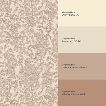Laine Wisteria Vines Almond Mauve Wallpaper