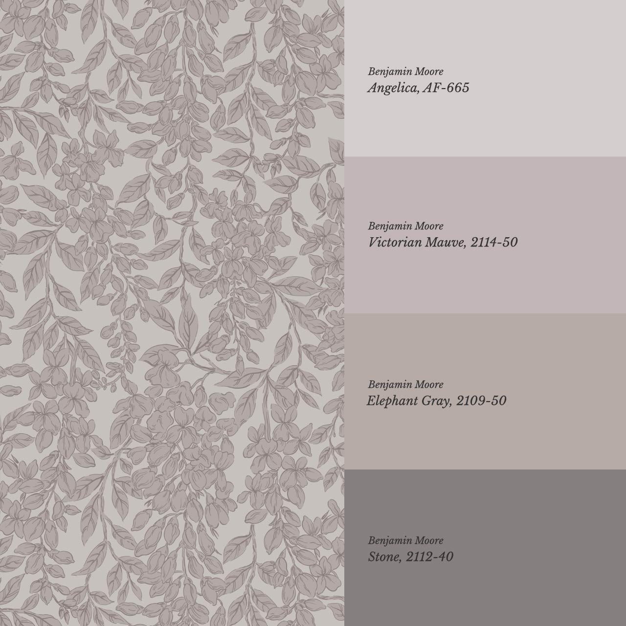 Laine Wisteria Vines Pale Plum Wallpaper