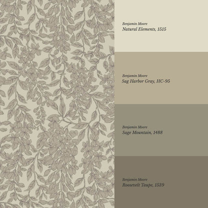 Laine Wisteria Vines Olive Stone Wallpaper