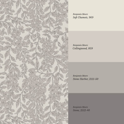 Laine Wisteria Vines Gray Stone Wallpaper