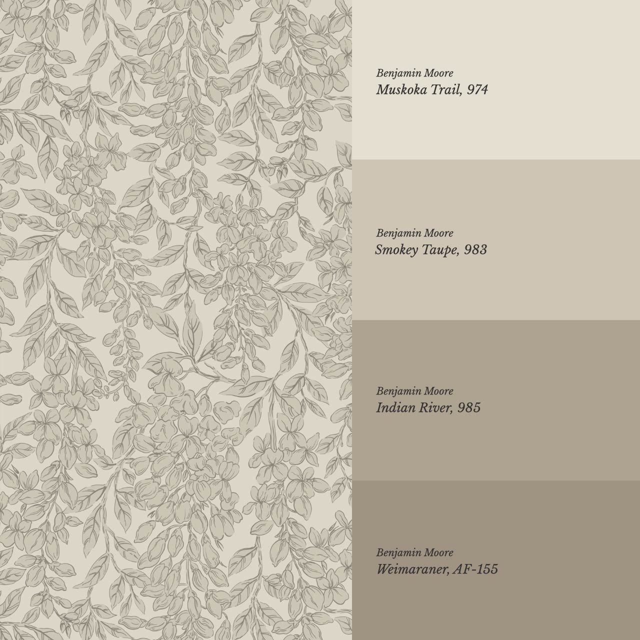 Laine Wisteria Vines Feather Gray Wallpaper