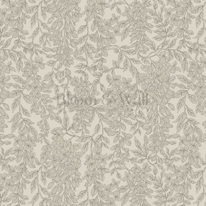 Laine Wisteria Vines Feather Gray Wallpaper