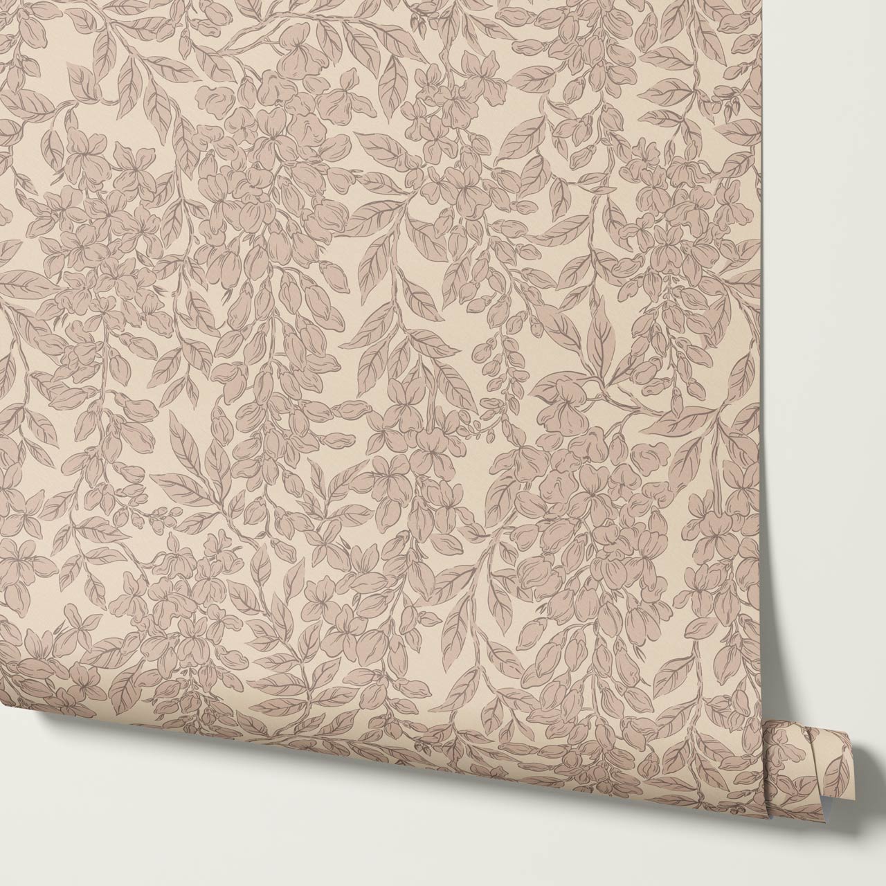 Laine Wisteria Vines Almond Mauve Wallpaper