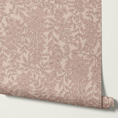Laine Wisteria Vines Mauve Berry Wallpaper