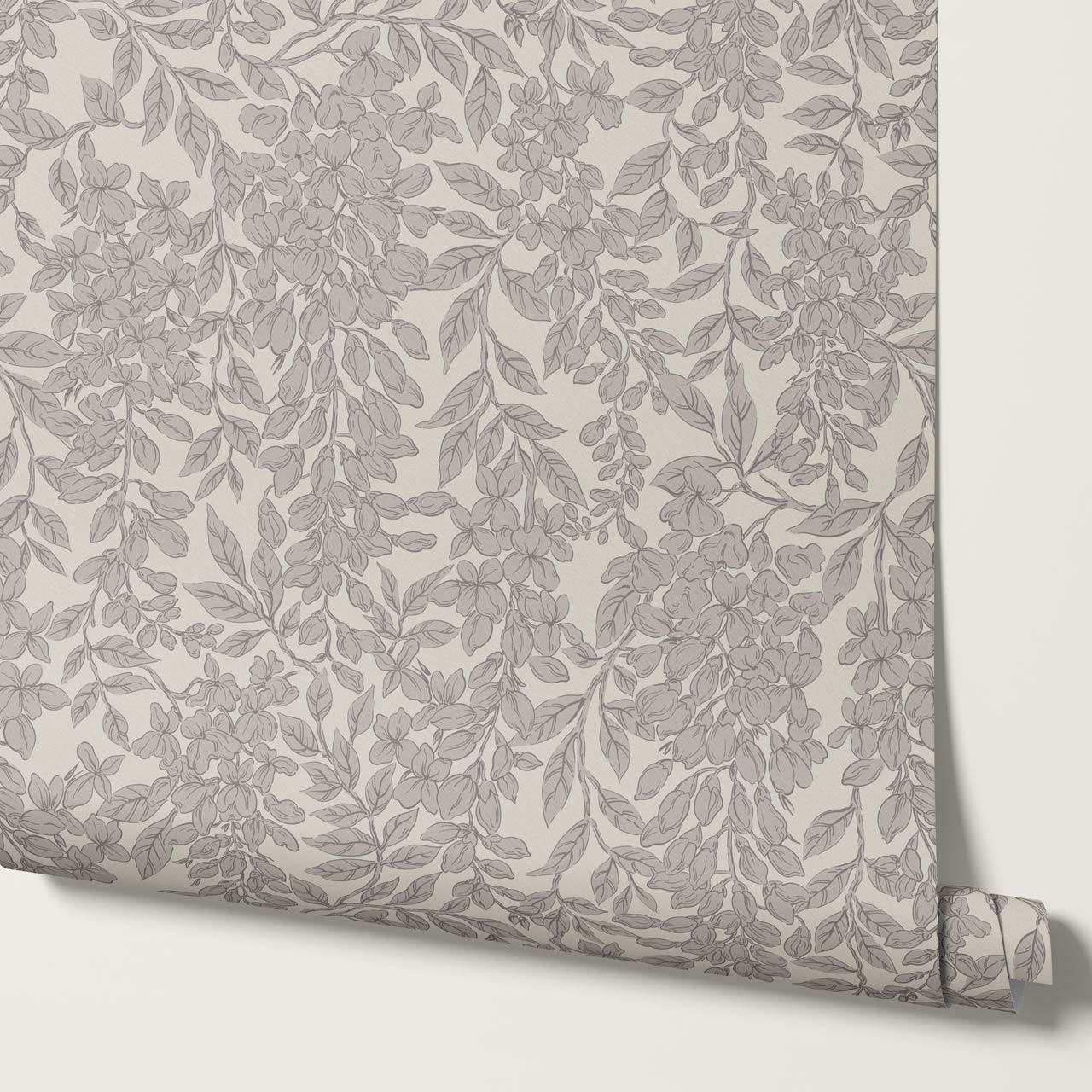 Laine Wisteria Vines Gray Stone Wallpaper