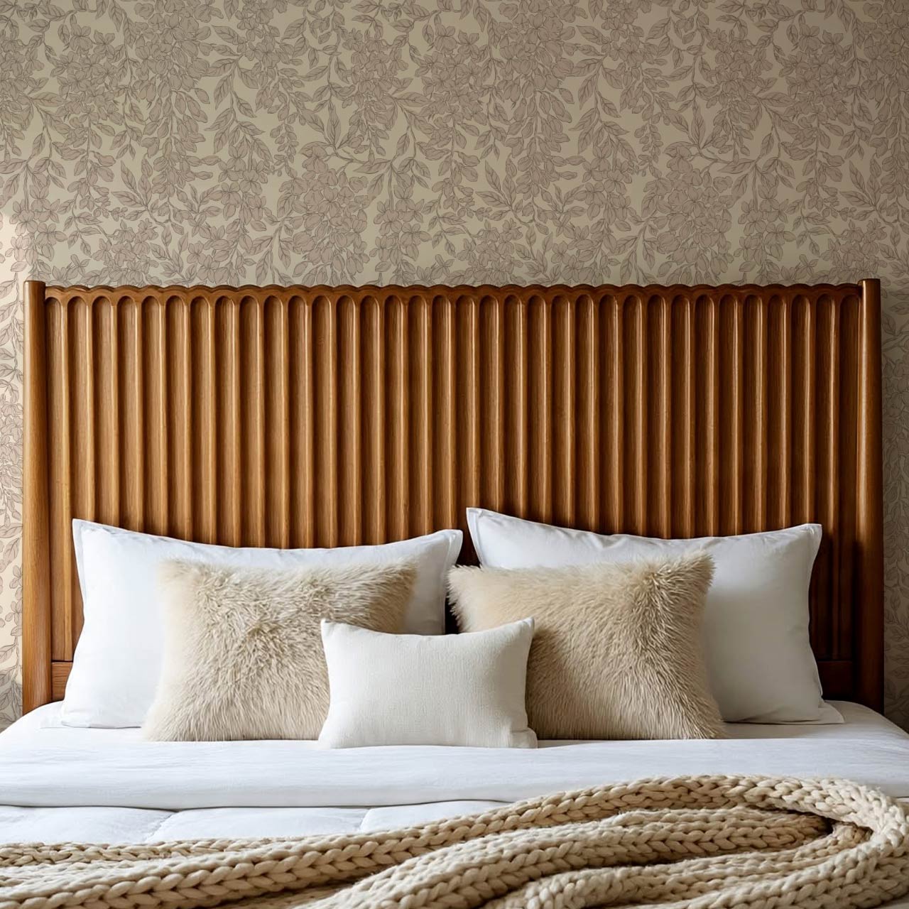 Laine Wisteria Vines Almond Mauve Wallpaper