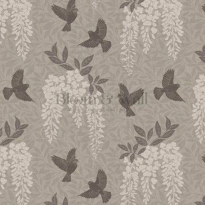 Larissa Wisteria Blooms Taupe Ivory Wallpaper