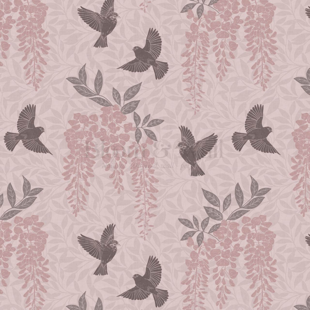 Larissa Wisteria Blooms Mauve Brown Wallpaper