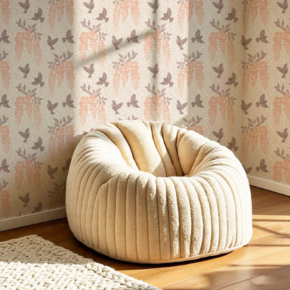Larissa Wisteria Blooms Coral Taupe Wallpaper