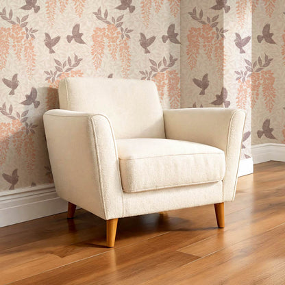 Larissa Wisteria Blooms Coral Taupe Wallpaper