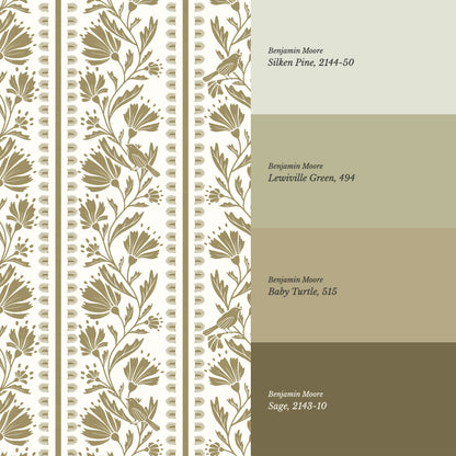 Laure Bramble Birds Olive Wallpaper