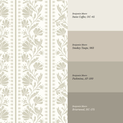 Laure Bramble Birds Taupe Wallpaper