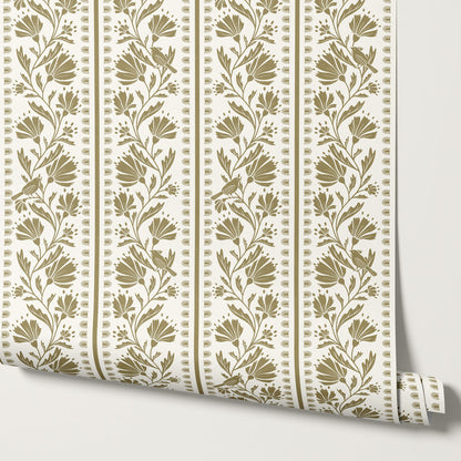 Laure Bramble Birds Olive Wallpaper