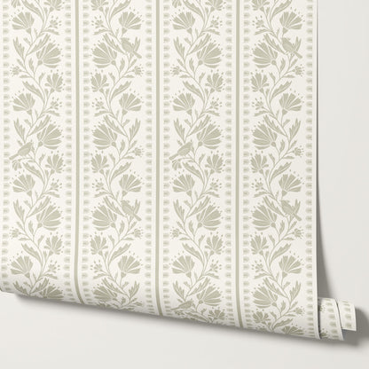Laure Bramble Birds Taupe Wallpaper