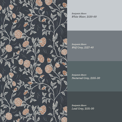 Laure Rose Thicket Blue Wallpaper