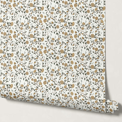 Laure Rose Thicket Butter Wallpaper