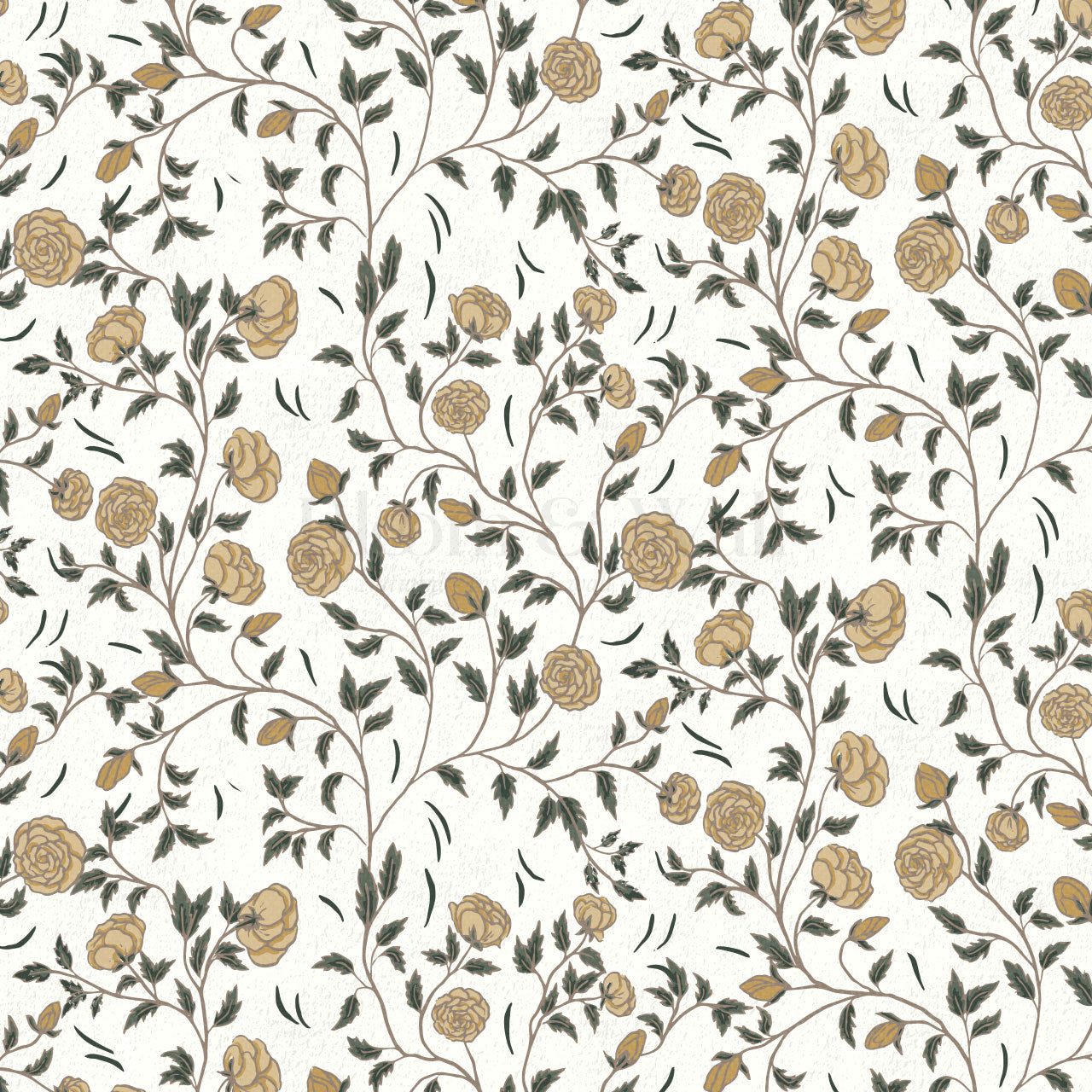 Laure Rose Thicket Butter Wallpaper