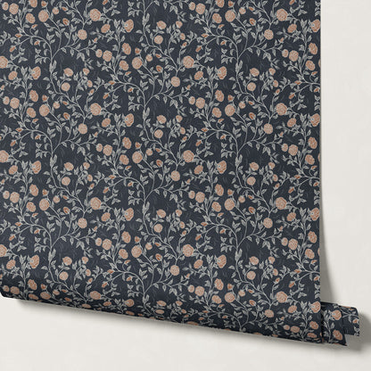 Laure Rose Thicket Blue Wallpaper