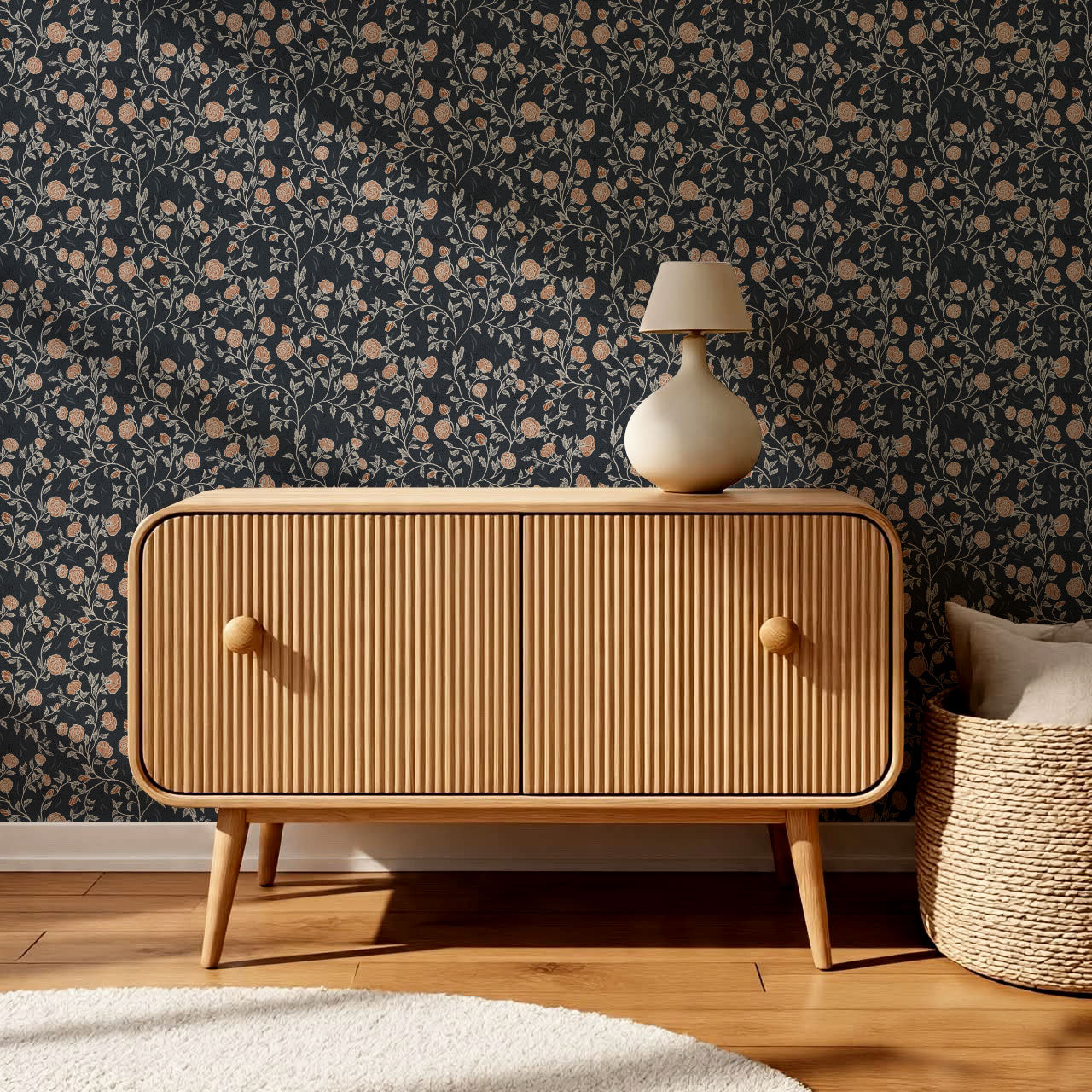 Laure Rose Thicket Blue Wallpaper