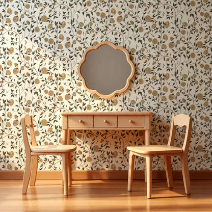 Laure Rose Thicket Butter Wallpaper