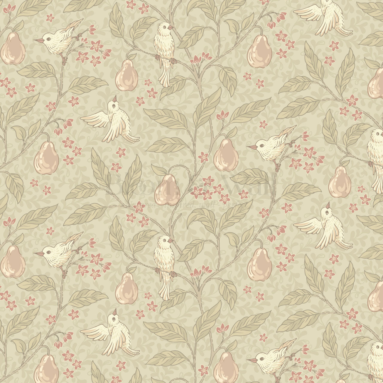 Lauren Pear Tree Beige Blush Wallpaper