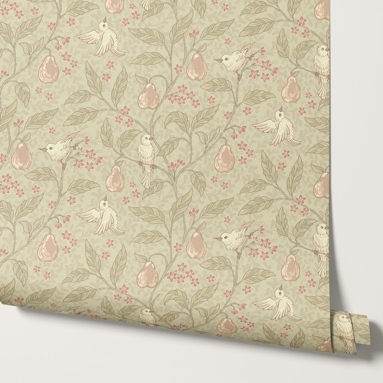 Lauren Pear Tree Beige Blush Wallpaper