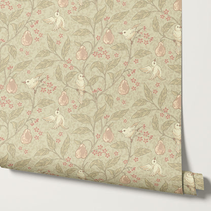 Lauren Pear Tree Beige Blush Wallpaper