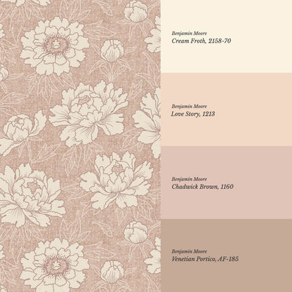Lauri Peonies Mauve Ivory Wallpaper