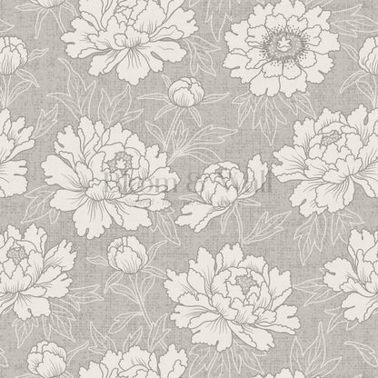 Lauri Peonies Dove Gray Ivory Wallpaper