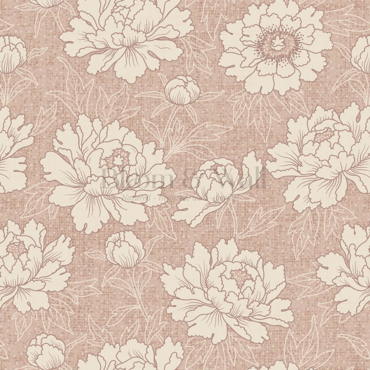Lauri Peonies Mauve Ivory Wallpaper