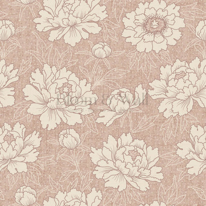 Lauri Peonies Mauve Ivory Wallpaper