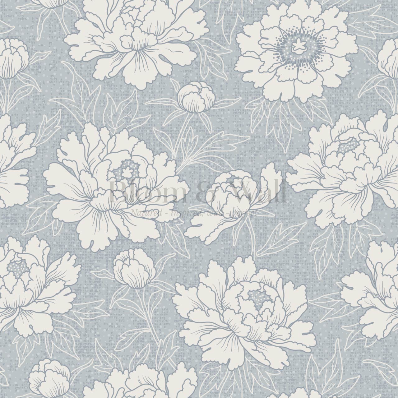Lauri Peonies Pale Blue Cream Wallpaper