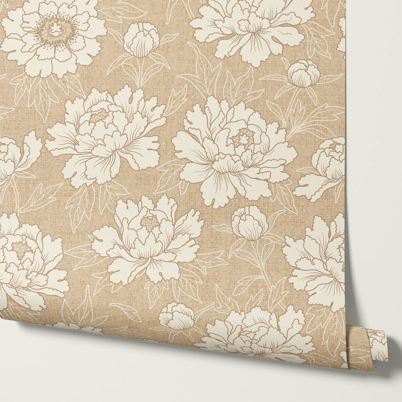 Lauri Peonies Tawny Cream Wallpaper