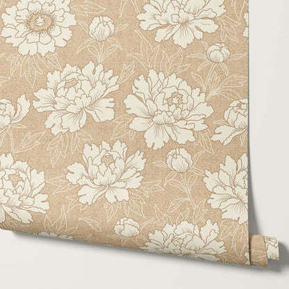 Lauri Peonies Tawny Cream Wallpaper