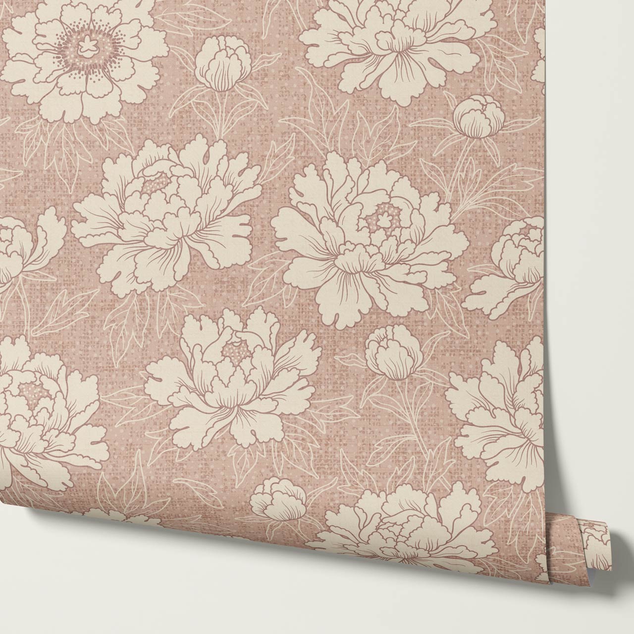 Lauri Peonies Mauve Ivory Wallpaper