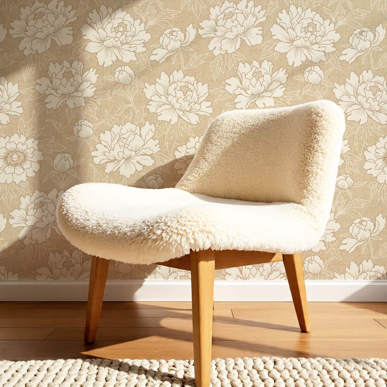 Lauri Peonies Tawny Cream Wallpaper