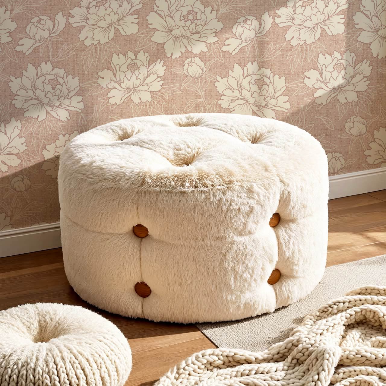 Lauri Peonies Mauve Ivory Wallpaper