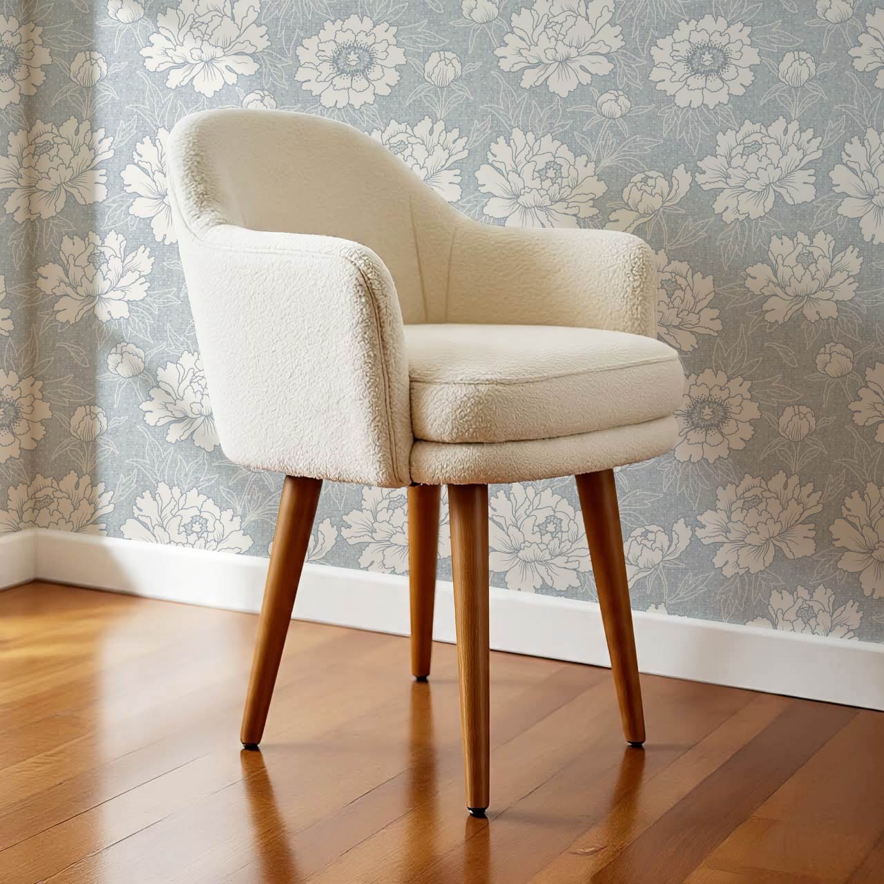 Lauri Peonies Pale Blue Cream Wallpaper