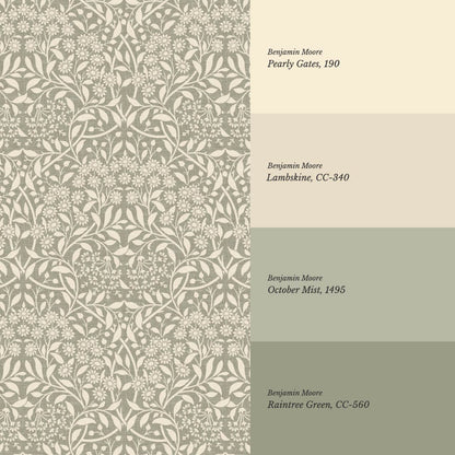 Laverne Graceful Daisy Sage Cream Wallpaper