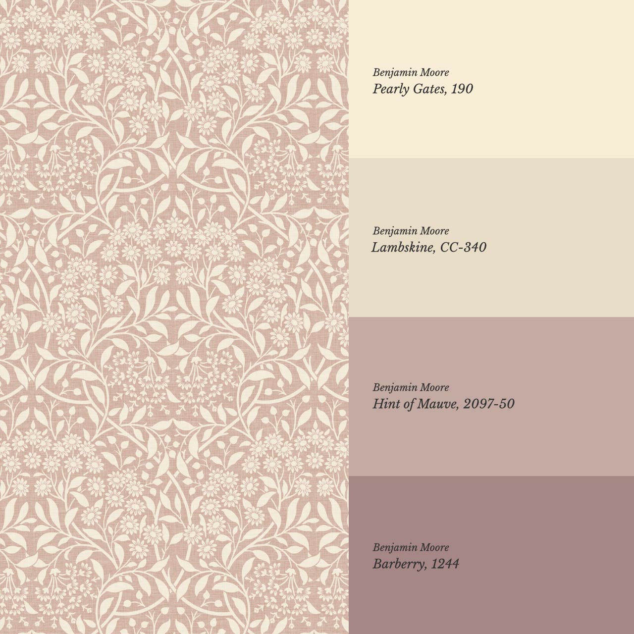 Laverne Graceful Daisy Pale Berry Cream Wallpaper