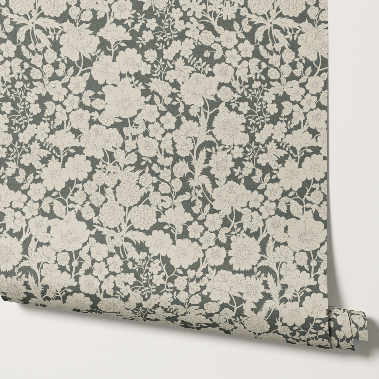 Lea Pale Teal Wildflowers Wallpaper