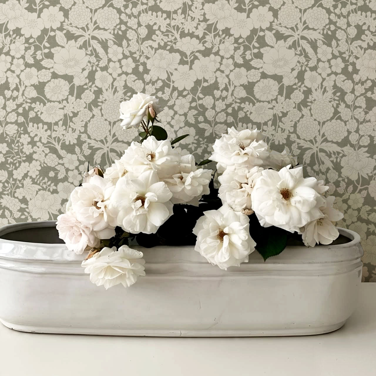Lea Olive Wildflowers Wallpaper