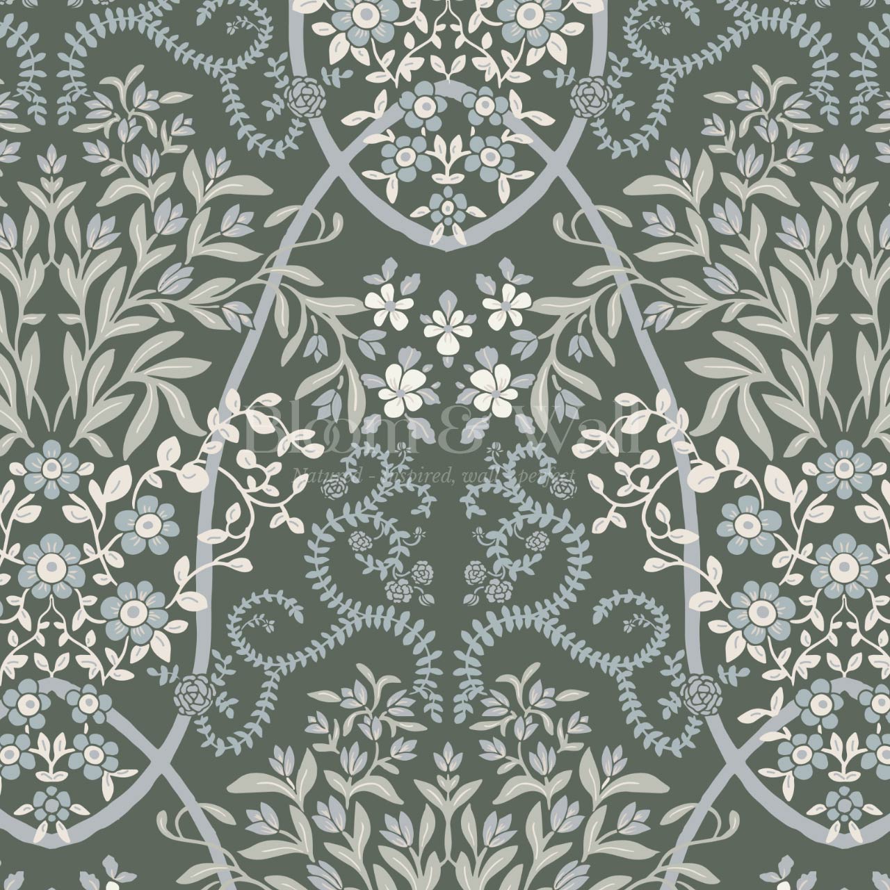 Leighton Victorian Garden Forest Wallpaper