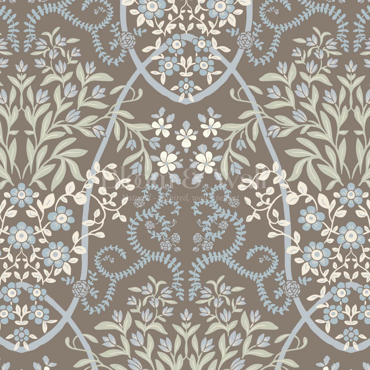 Leighton Victorian Garden Earth Wallpaper